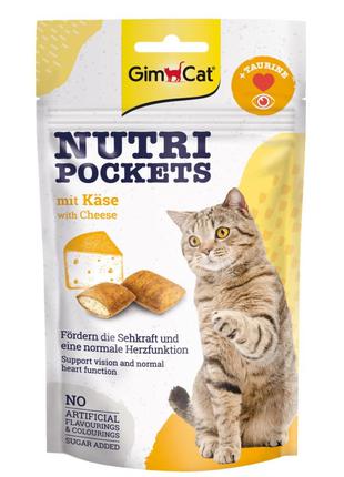 Вітамінне ласощі для кішок GimCat Nutri Pockets з сиром і таур...