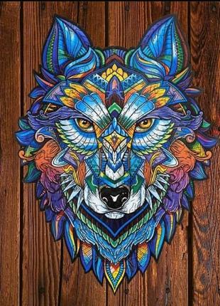 Уникальный деревянный фигурный пазл «Величественный волк», Дер...