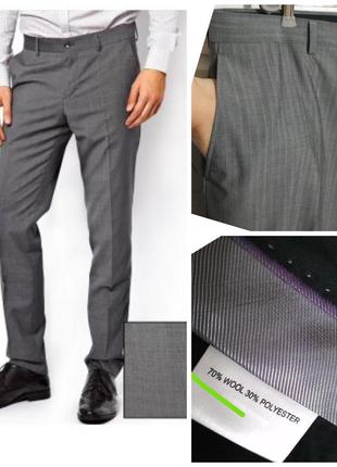 Фирменные шерстяные мужские брюки в стильную полоску талия -11...