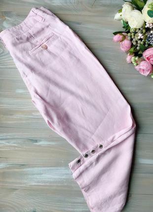 Ніжно рожеві укорочені штани карпі льон