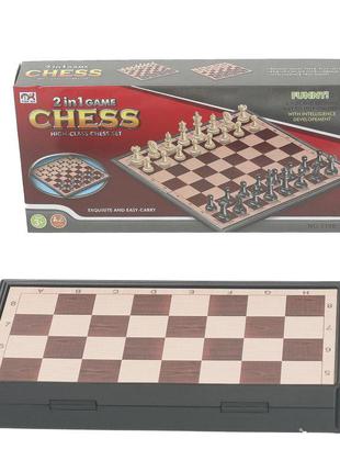 Шахматы и шашки 2в1 размер доски 18х18х1,5см (3138)