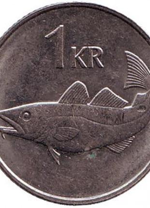 Треска. Монета 1 крона. 1981,84 год, Исландия. (АЛ)