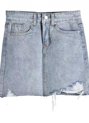 Крутая джинсовая юбка с необработанным краем