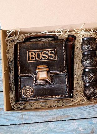 Подарочный набор Барсетка Boss, крутой подарок настоящему мужчине