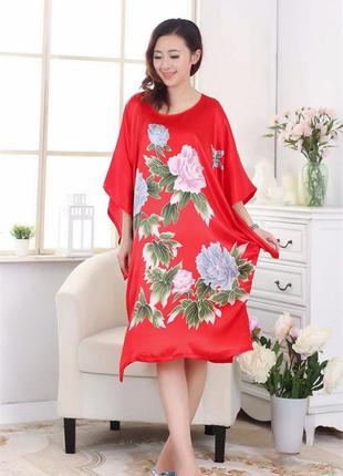 шелковое платье кимоно пионы