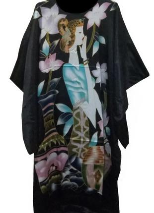 шелковое платье кимоно девушка с вазой