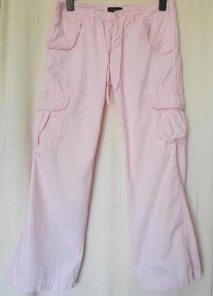 Vero moda нежно-розовые хлопковые брюки 40/м/l