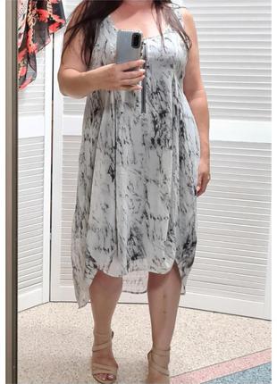 Шифоновое платье с принтом мрамор mint velvet с карманами