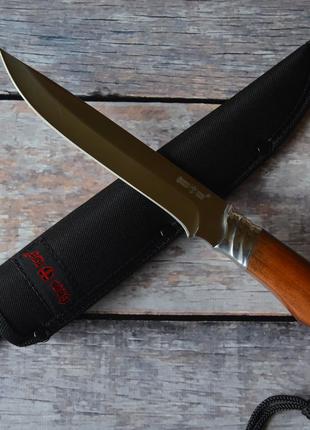 Нож нескладной Лиса, охотничий нож в комплекте с прочным чехло...