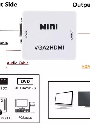 Конвертор VGA to HDMI / Перехідник VGA to HDMI Video Converter...