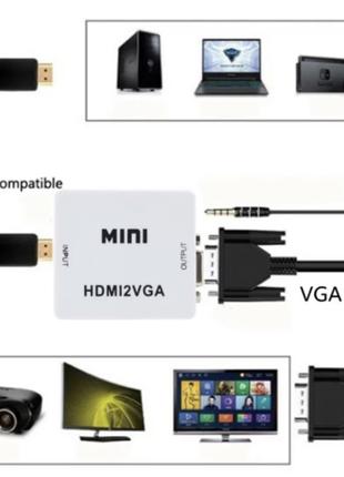 Конвертор HDMI to VGA / Переходник HDMI to VGA Video Converter...