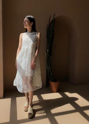 Платье в бельевом стиле в прошву новое белого цвета