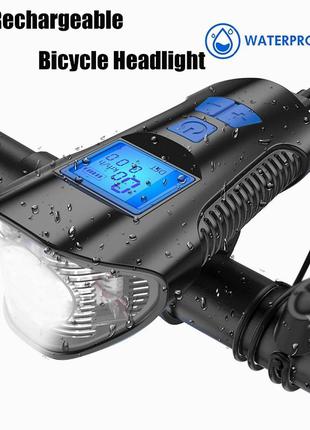 Передний фонарь на велосипед + велокомпьютер + велозвонок Orig...