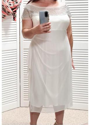Шикарне біле шифонова сукня зі стразами r.m.richards/вечірній ...