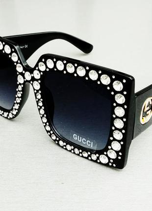 Очки в стиле gucci  женские солнцезащитные большие черные квад...