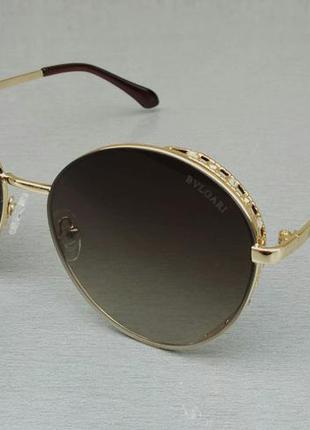 Bvlgari очки женские солнцезащитные круглые коричневые