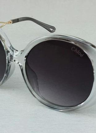 Chloe окуляри жіночі сонцезахисні круглі в сірій оправі прозорою