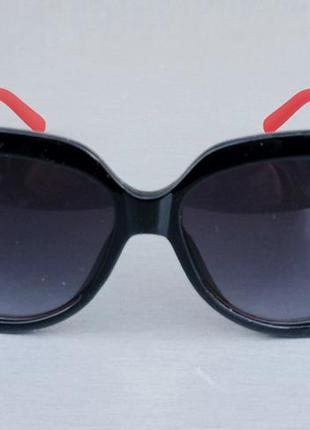 Chanel очки женские солнцезащитные большие черные с красными д...