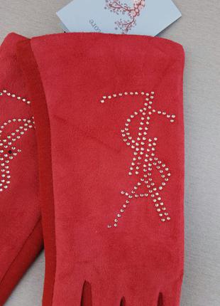 Перчатки женские брендовые теплые красные