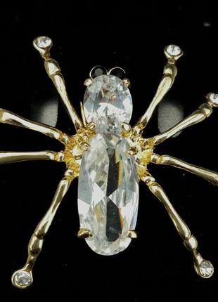 Брошь женская паук под золото с большими красивыми камнями