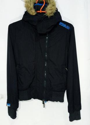 Superdry куртка женская на фличосовой подкладке черная размер s