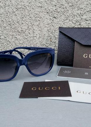 Gucci очки женские солнцезащитные синие с боковыми линзами