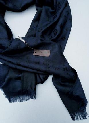 Louis vuitton шарф унисекс кашемир с шелком темно синий