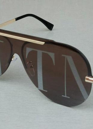 Valentino очки маска женские солнцезащитные коричневые с логот...