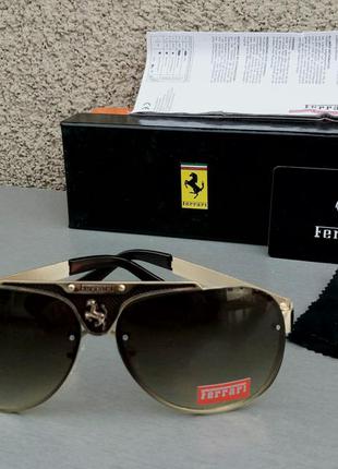 Ferrari окуляри чоловічі сонцезахисні коричневі в золотий мета...
