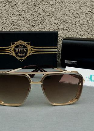 Dita mach six очки женские солнцезащитные коричневые в золотой...