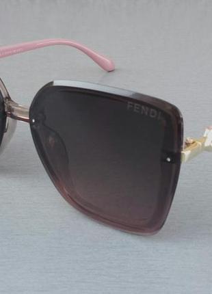 Fendi очки женские солнцезащитные большие бежевые с розовым