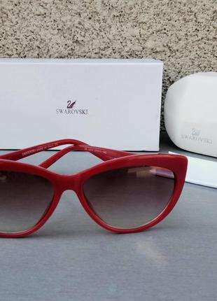 Swarovski очки кошечки женские солнцезащитные красные с градие...