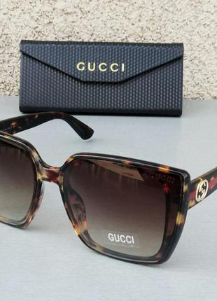 Gucci жіночі сонцезахисні окуляри великі коричневі тигрові з г...