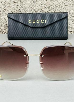 Gucci очки женские солнцезащитные безоправные красно коричневы...