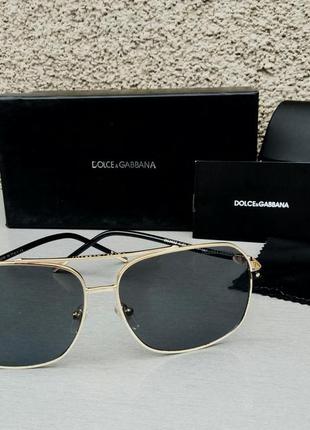 Dolce & gabbana очки мужские солнцезащитные черные в золотой м...
