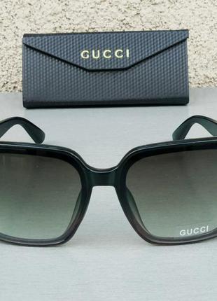 Gucci очки женские солнцезащитные темно зеленые с градиентом