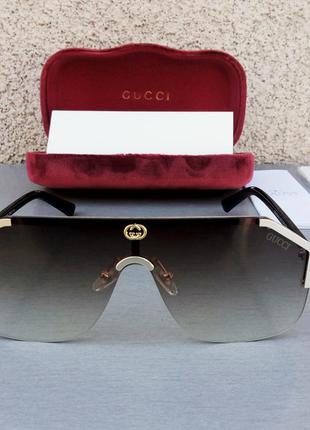Gucci очки маска женские солнцезащитные коричневые с градиентом