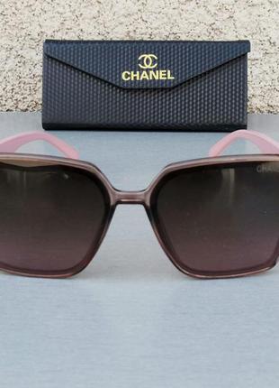 Chanel очки женские солнцезащитные большие коричневые с розовым