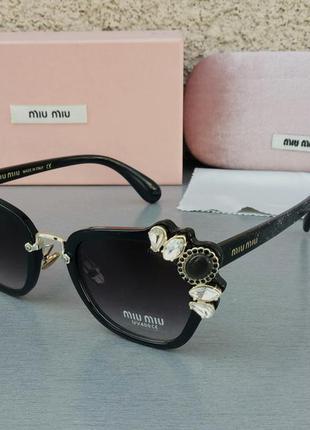 Miu miu очки женские солнцезащитные стильные и модные с камням...