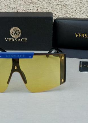 Versace очки маска женские солнцезащитные черные линзы желтый