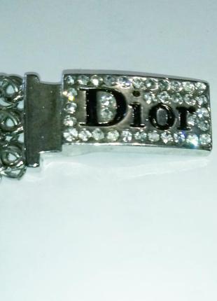Christian dior браслет женский из серебристого металла с камнями