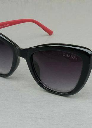 Chanel очки женские солнцезащитные черные с красными дужками