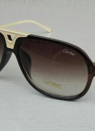 Cartier очки мужские солнцезащитные коричневые с золотом с гра...