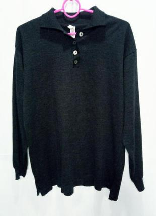 Джемпер свитер мужской лонгслив шерстяной темно серый размер m/l