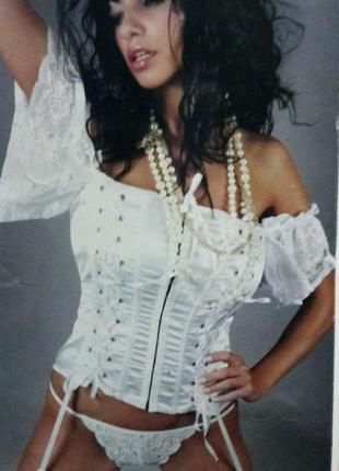 Livia corsetti giovanna корсет со стрингами женский белый атла...