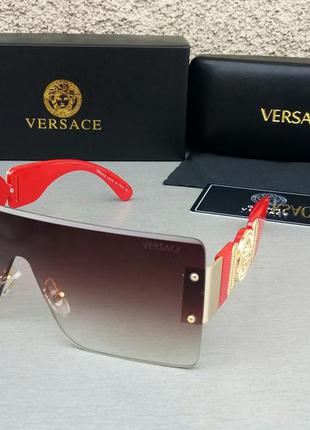 Versace очки маска женские солнцезащитные коричневые с красным...