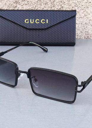 Gucci окуляри чоловічі сонцезахисні стильні чорні вузькі в металі