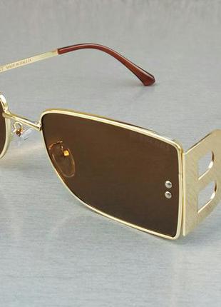 Burberry стильные женские солнцезащитные очки коричневые в золоте