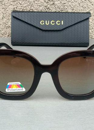 Gucci очки женские солнцезащитные темно коричневые поляризиров...