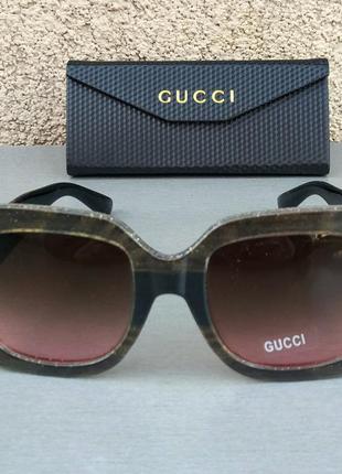 Gucci очки женские солнцезащитные коричневые большие с градиентом